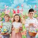 Hello Spring Easter Backdrop Spring Rabbits Eggs Happy Easter Day Party Decoration Photo Prop Booth Indoor Outdoor(86FT)
