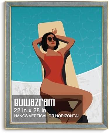 euwazram Suede 22x28 Frame - Single Frame, Christmas Elegant Gray 22 x 28 Poster Frame, 22x28 Picture Frame for Artwork Puzzles Photos and Movie Posters