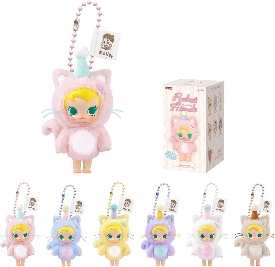POP MART Baby Molly Pocket Friends Series-Vinyl Plush Pendant Blind Box Figures, Random Design Action Figures Collectible Toys Home Decorations, Single Box