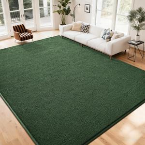 Nuttumico Large Modern Area Rugs for Bedroom Living Room, 6x9 Feet Dark Green Rug, Thickened Memory-Foam Indoor Carpets, Minimalist Rug for Boys Girls, Non-Slip and Washable