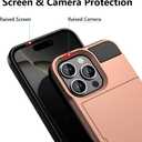 Vofolen Compatible with iPhone 16 Pro Max Case with Card Holder Dual Layer Heavy Duty Drop Protection Hidden Sliding Card Slot Slim Wallet Phone Case for Women Men, 6.9 Inch Rose Gold