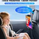 Tesla iPad Tablet Mount Headrest Accessories for Model Y(Juniper) Model 3(Highland) 2025 2024 2023 2022 2021, Back Seat Tablet Holder with Hooks for Kids, Fits 4.7-12.9" iPad Pro Air Mini
