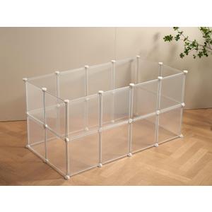Transparent Clear Small Animal Playpen, Guinea Pig Cages, Puppy Dog Playpen, Pet Playpen, Rabbit Bunny Indoor Outdoor Fence Pen Enclosure, White Clear Plastic Playpen,12 X 12 Inch, 24 Panels