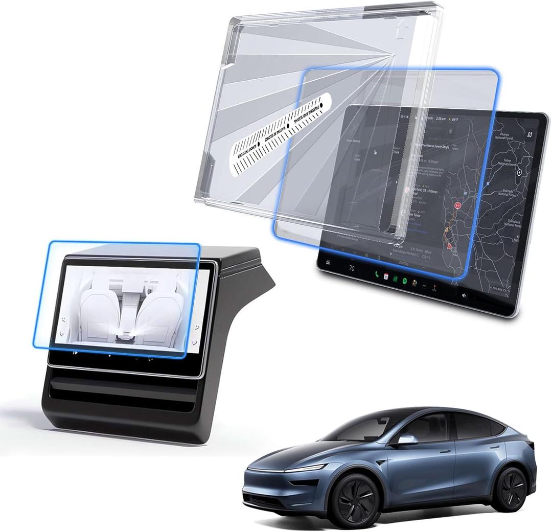 Tesla New Model Y Juniper & Model 3 (20242025) Screen Protector Matte/No Glare & Fingerprint New Model Y Juniper Accessories, Anti-Glare & Smudge-Free for Front/Rear Screens [2-Pack]