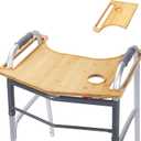 Walker Tray Table with Cup Holder - Multipurpose Bamboo Tray for Seniors, Crafts, Laptops - Walker Accessories (Bamboo Wood -Foldable-A)