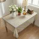 Horaldaily White Gauze Floral Tablecloth 6084 Inch Rectangular, Yellow Flower Spring Summer Tulle Table Cover, Garden Party Decor for Wedding, Party, Holiday Dining