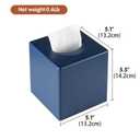 Y-in Hand Tissue Box Cover, Square Facial Tissue Holder Storage for Bathroom Vanity, Countertops, Dressers, Night Stand, Parlors and Offices - Navy Blue