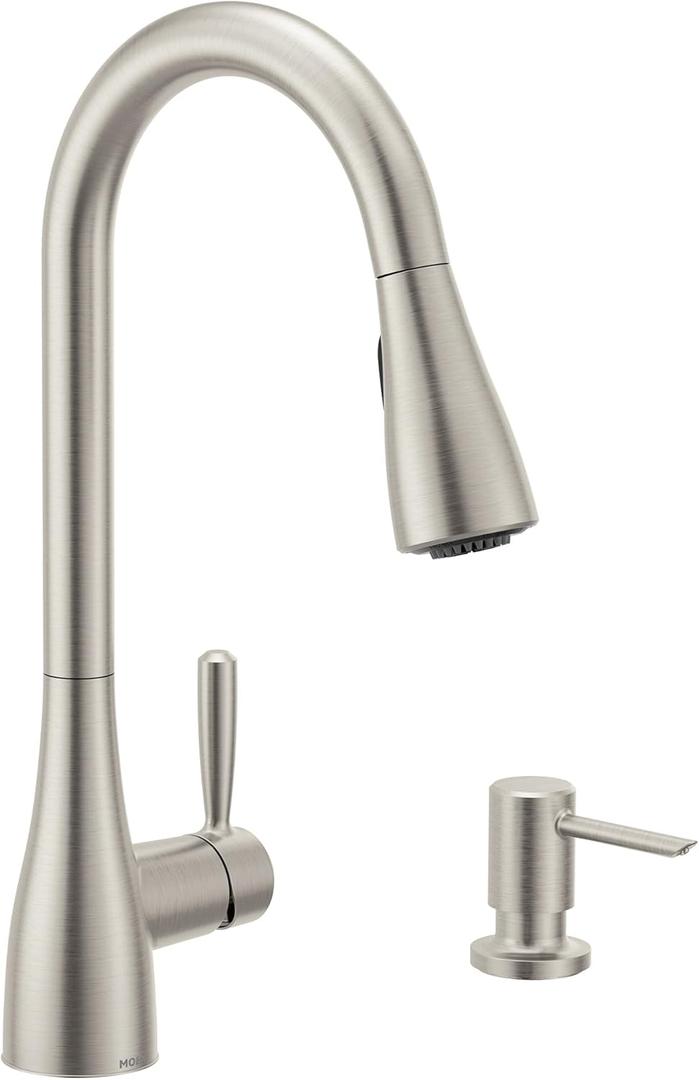 Moen Doherty Spot Resist Stainless Single Handle Pull-Down Kitchen Faucet with Power Clean and Reflex Docking System, 87260SRS