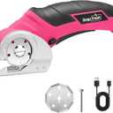 SnapFresh Cordless Electric Scissors, 4V Rechargeable Electric Box Cutter for Cardboard Boxes, Carpet & Paper, Rotary Cutter for DIY Projects, Safety Box Cutter with Battery & Type-C Cable (Hot Pink)