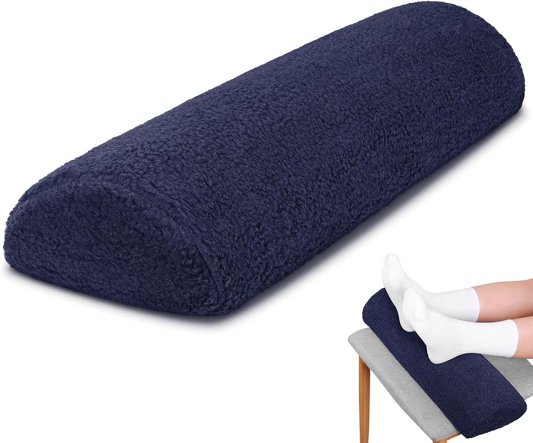 Sintuff Recliner Leg Rest Cushion Sofa Footrest Pillow with Cover Half Moon Bolster Pillow Under Knee Pillow for Sleeping On Back Alleviating Pain, 19.7 x 8 x 3.5 Inch (Dark Blue, 1 Pc)