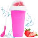 Magic Slushy Maker Squeeze Cup Slushie Maker, Homemade Milk Shake Maker Cooling Cup Squee DIY Birthday Gifts for Kid (Pink)