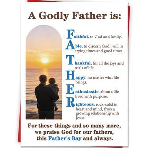 Religious Fathers Day Card Gifts for Husband Dad Godfather Granddad, Funny Father's Day Decorations, Double Sided Printed Greeting Card with Envelope