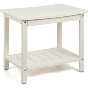 Apolimi HDPE Shower Bench, Shower Stool with Storage Shelf 2-Tier Spa Stool for Inside Shower,Water Resistant & Non-Slip Design Shower Seat (White L Size)