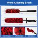 4 Pack Car Wheel and Tire Cleaner Brushes Kit Auto Motorcycle Rim Hub Ultra Soft Microfiber No Spatter Bendable Woolies Bristle Cleaning Set