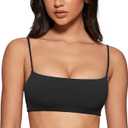 Women's Square Neck Sports Bra Spaghetti Strap Padded Cami Yoga Wireless Square Back Workout Bra Crop Top M