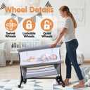 4-in-1Bedside Bassinet Sleeper, 6 Height, Mesh, Washable Mattress, Crib