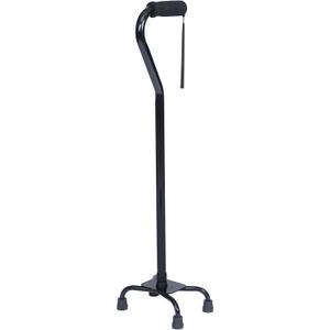Flash Furniture Hercules Height Adjustable Quad Cane, Foam Padded Handle, 4-Pronged Base, Lightweight Aluminum Frame, Left or Right Handed Use, Black