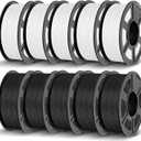 JAYO PLA 3D Printer Filament Bundle 11KG, PLA Classic Filament 1.75mm Bulk, Dimensional Accuracy +/- 0.02mm, 10 Pack 1.1kg Spool (Black*5,White*5)