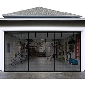 Garage Door Screen for 2 Car Garage, Sunmoxia 16x7Ft Fiberglass Mesh Door Screen with Closure Weighted Bottom, Durable Magnetic Heavy Duty Screen Door Curtain Cover Kit with 6 Strapping Tapes