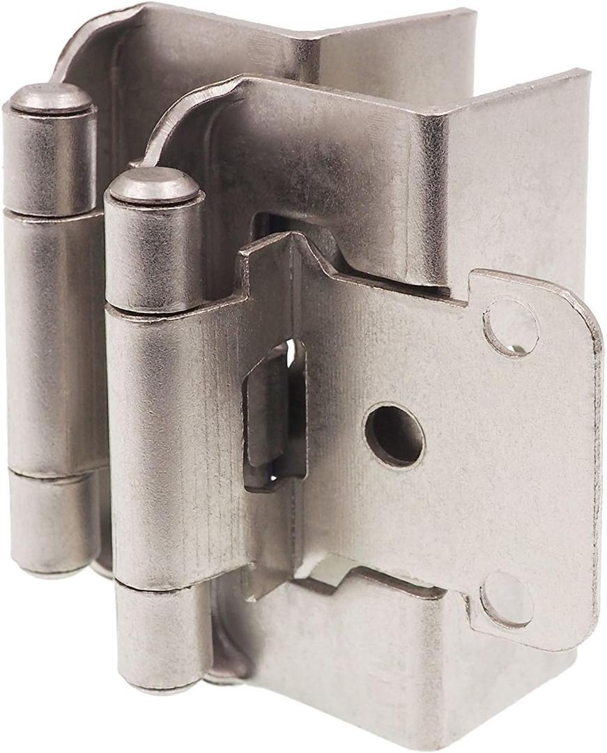 DecoBasics 1/2" Overlay Full Wrap Cabinet Hinges for Kitchen (10 Pair /20 Pcs) -Satin Brushed Nickel Full Wrap Around Self Closing Cabinet Hinges