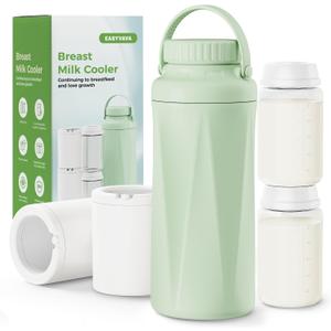 22oz Portable Breast Milk Cooler Bottle-Milk Cooler for Outdoor Travel, Keeps Fresh Cooling for 24+ Hours,Breastfeeding Essentials with 2pcs Bottle for Breastmilk Storage (Mint-Green)