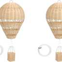 Rattan Hot Air Balloon Decor: 2pcs Wicker Basket Decoration for Baby Shower, Baby Nursery Bedroom Hanging Decoration, DIY Craft, Small Vintage Basket Home Garden Decor