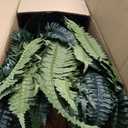 Set of 2 Faux Ferns 72 Fronds, 48" Large Fake Plants Boston Ferns with Hanging Basket UV Resistant Artificial Greenery Plant Outdoor for Front Porch Living Room Garden Decor