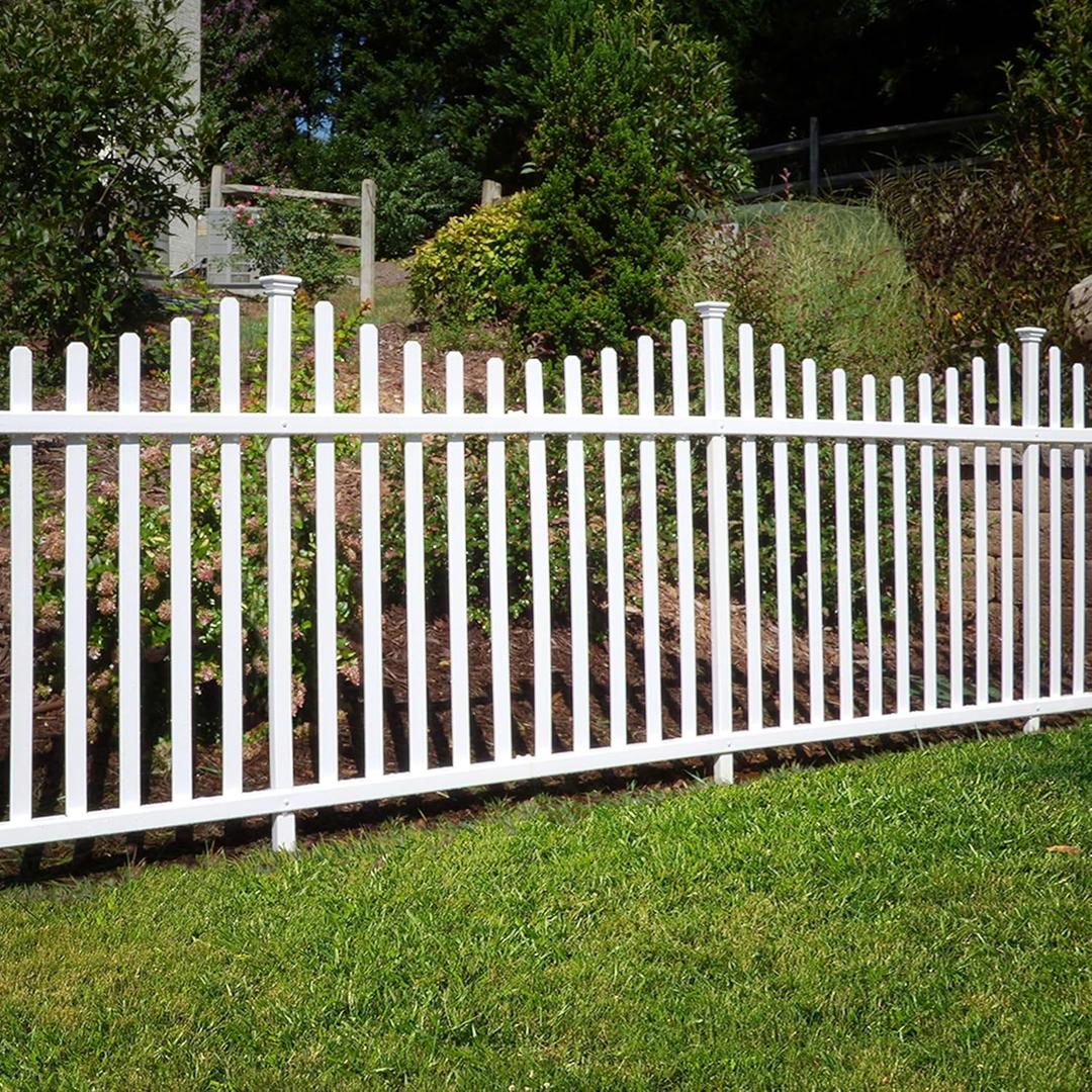 3.5ft H x 7.6ft W (2 Panels) No Dig Zippity Manchester Fence Kit, White Vinyl Picket Fence Panels, Perfect Durable Temporary Outdoor Fence for Backyard, Patio, or Garden, ZP19018