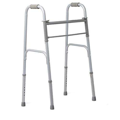 Walker Folding for Seniors - Two Push-Button Lever Release Folding Walker Deluxe Height (Short, Standard, People) by Healthline Trading (NO WHEELS)