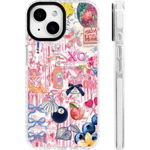 for iPhone 13 & iPhone 14 Case [Military-Grade Drop Protection/Vibrant Soft TPU Protective/Camera Protection/for Women & Girls]-Romantic Sporty Hand-Painted Collage (Tiger)