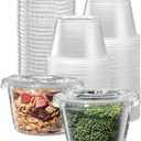 {4 oz - 100 Sets} Clear Diposable Plastic Portion Cups With Lids, Small Mini Containers For Portion Controll, Jello Shots, Meal Prep, Sauce Cups, Slime, Condiments, Medicine, Dressings, Crafts,