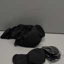 Airplane Pillow Combo with Chin Strap, Travel Pillows for Airplanes with Sleep Eye Mask, Plane Pillow for Long Flights, Car Road Trip, 360 Headrest, Stop Bobblehead, Black