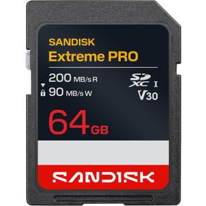 SANDISK 64GB Extreme PRO SD UHS-I Card - Up to 200MB/s Read Speed and 90MB/s Write Speed, 4K UHD, Full HD, U3, and V30 - SDSDXXU-064G-GSCIN