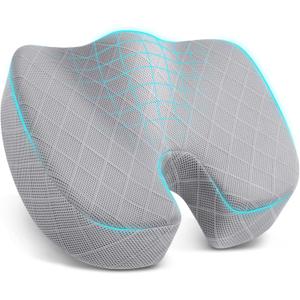 TushGuard Office/Car Seat Cushion, Non-Slip Sciatica & Back Coccyx Tailbone Pain Relief Chair Pad, Memory Foam Butt Pillow for Computer Desk, Wheelchair, Driving (Light Grey, X-Large)
