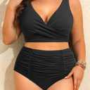 Holipick Two Piece Plus Size Swimsuits for Women High Waisted Bikini Tummy Control Bathing Suits Twist Front Swimwear, 20W (Black)