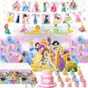 Princess Birthday Party Supplies, Princess Party Decorations with Photo Backdrop and 2 PCS Tablecloth