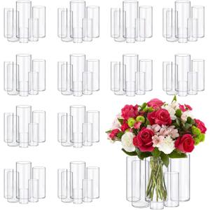 72pcs Glass Vase Cylinder Vases for Centerpieces Small Flower Glass Vases Home Decor Centerpiece Table Clear Flower Vase Decorations for WeddingHoliday 4,6,7.5,8,8,10 Inch Tall