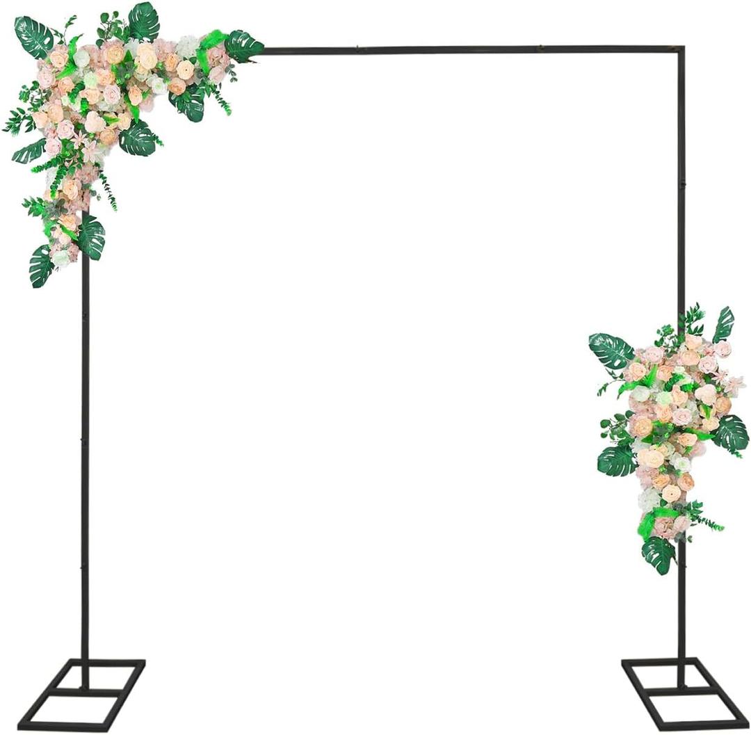 6.6FT Black Metal Wedding Arches for Ceremony Square Balloon Arch Stand Rectangular Backdrop Stand for Anniversary Birthday Party Bridal Shower Home Indoor Outdoor Decoration