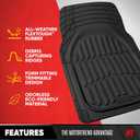 Motor Trend FlexTough LITE Rubber Car Mats Full Set - All Weather Floor Mats for Trucks, Cars & SUVs - Automotive Waterproof Black Car Floor Mats for Cars Interior Accessories Universal Trim-to-Fit