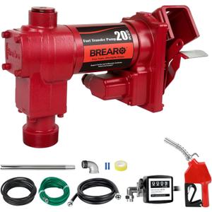 Fuel Transfer Pump 12 Volt 20 GPM High Flow DC Fuel Pump w/Mechanical Meter Package, Cast Iron Gas Heavy Duty Transfer Pump for Gasoline, Diesel, Kerosene, Ethanol Blends, Methanol Blends, Biodiesel