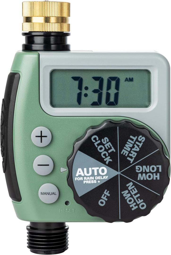 Orbit One Outlet Single-Dial Hose Faucet Timer - Easy Programmable - For Garden Watering System - LCD Hose Timer with Adjustable Watering Schedule - 62056