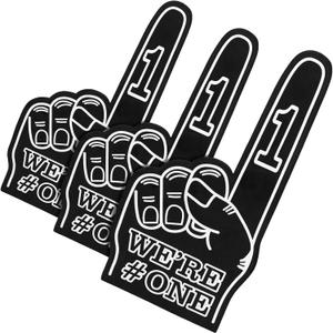 Sotiff 3 Pieces Giant Foam Finger 18 Inch We're Number 1 Foam Hand Cheerleading Fingers for Sports Cheer School Spirit Craft Team Finger Hand Pom Pom for Events Business Games (Black)