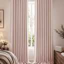 jinchan Pink Blackout Curtains 108 Inch Farmhouse Rod Pocket 2 Panels, 50"W x 108"L