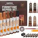 Katzco Set of 34 Wood Markers Furniture Repair Kit - Wood Scratch Repair Markers and Wax Sticks with Sharpener - for Stains, Scratches, Floors, Tables, Desks, Carpenters, Bedposts, Cover-Ups