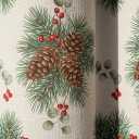  Holiday Pine & Berry Curtains: A classic winter botanical print on a natural beige backdrop. Bringing the warmth of a mountain cabin to your home, 50x96 Inch 