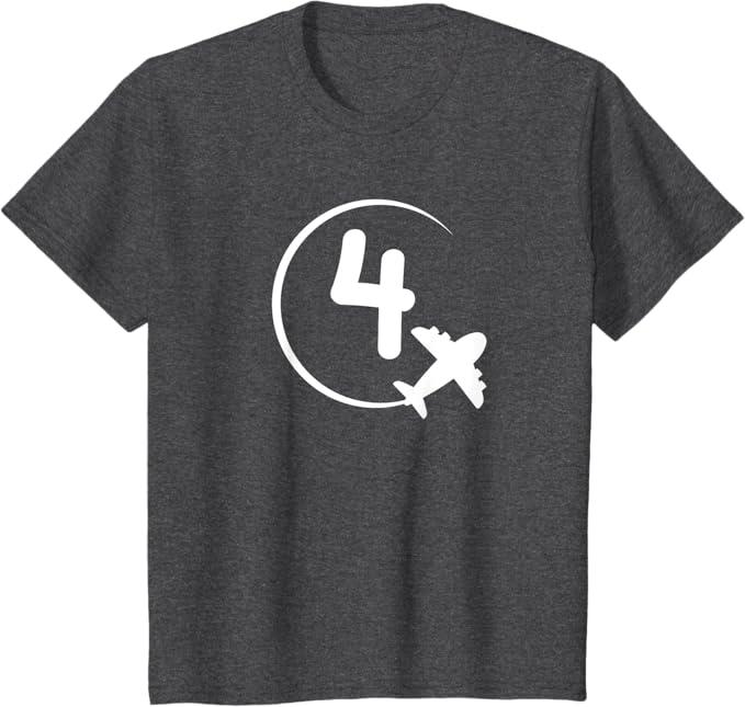 Kids Four 4 year old birthday Airplane shirt. Boy 4th birthday T-Shirt, 2T