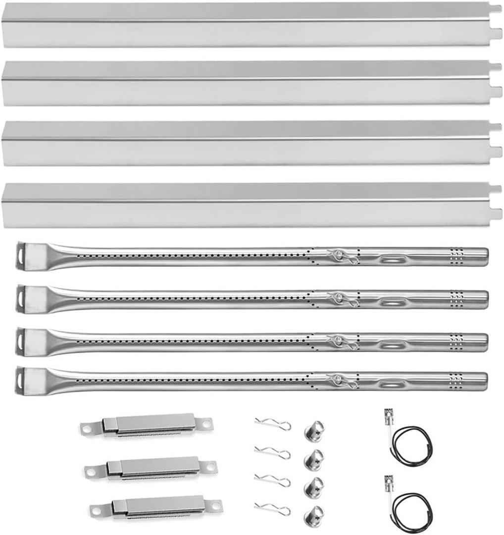 Grill Rplacement Parts for Charbroil Performance 4 Burner 463365021 463365522 463352521, 5 Burner 463448021, 4-Burner 463366022, G325-0002-W1 Heat Plate, G327-2100-W1 Burner, Igniter, Crossover Tube (4 Burner)
