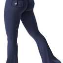 YEOREO CoreFlex Flare Leggings with Pockets for Women Scrunch Workout Leggings Butt Lifting Gym Yoga Pants (Medium, Deep Navy)