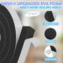 1"1" EVA Foam Strips with Adhesive Weather Stripping Tape Larger Foam Weather Stripping Strip for Large Gap Insulation (1"1",13FT,Black)