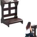 ikare Prayer Bench Stool, Wooden Prayer Kneeler with Shelf and Cushion, Solid Wood Church Prayer Bench Stool Table, Padded Prayer Bench for Kneeling, Religious Gifts, 23 x 20 x 32.8 Inches